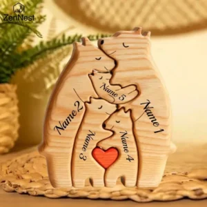 Wooden Bear Family Puzzle Personalized Name