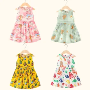 Girls Children Flower Dresses Sleeveless