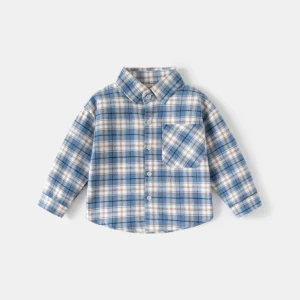 Plaid Long Sleeve Boys Girls Loose Oversized shirt/blouse